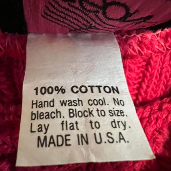 Vibrant Vintage Sasson Hot Pink Cable Knit Sweater 100% Cotton Size Small Women - Picture 8 of 8